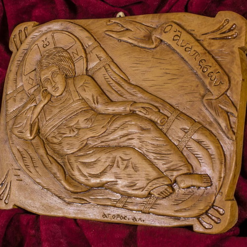 Jesus Anapeson image new, made of wax, mastic and incense