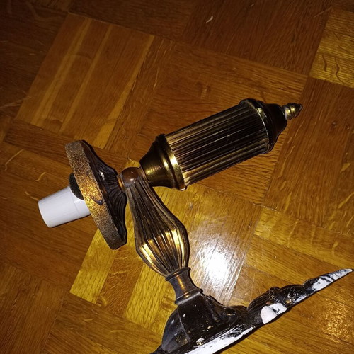 Classic old lamp base used, metal for indoor-outdoor use