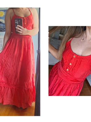 Boohoo coral maxi dress like new with adjustable straps