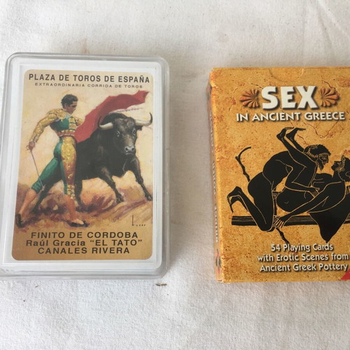 Playing cards Spanish excellent and Greek quite good, 54 cards each