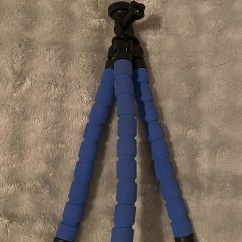 Flexible mini tripod for camera used, blue, aluminum