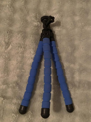 Flexible mini tripod for camera used, blue, aluminum