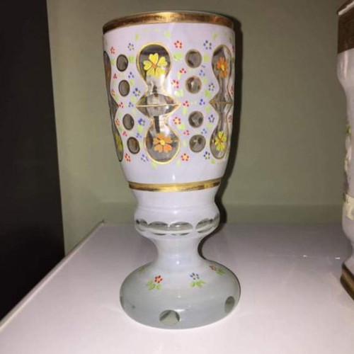 Bohemian glass with beautiful design, medium size