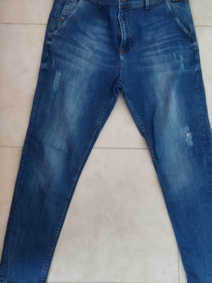 Zara Man τζιν παντελόνι σαν καινούργιο, μέγεθος XL, μπλε με καφέ ραφές