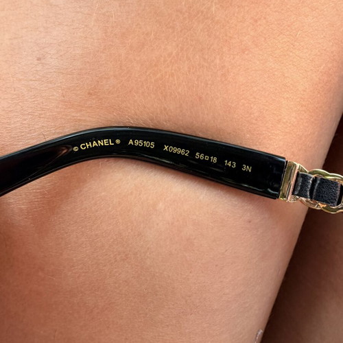 Chanel women's sunglasses black and gold, new model