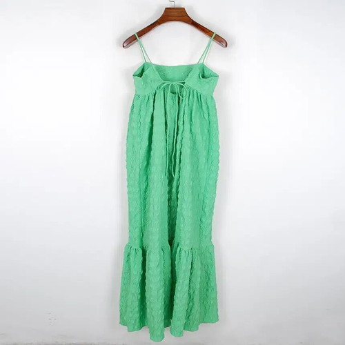 Zara green textured maxi dress size large new