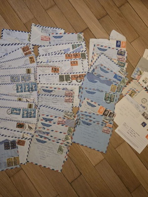 Mail envelopes used, 50+ with stamps from 1960-70 decades