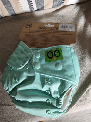 Zoocchini reusable washable diaper hedgehog 3-16kg mint color with two inserts