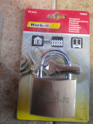 Padlock No63 brass with keys Work It new