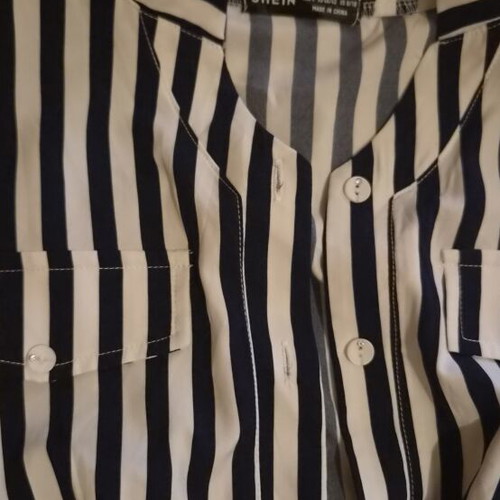 Shein striped women's dress like new, medium size, white and blue