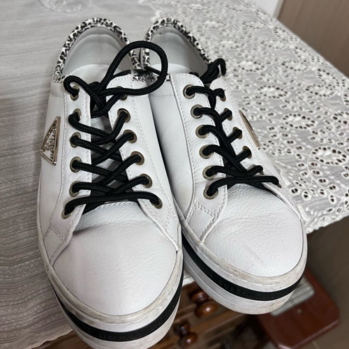 Guess sneakers like new, double sole with leopard detail, genuine leather