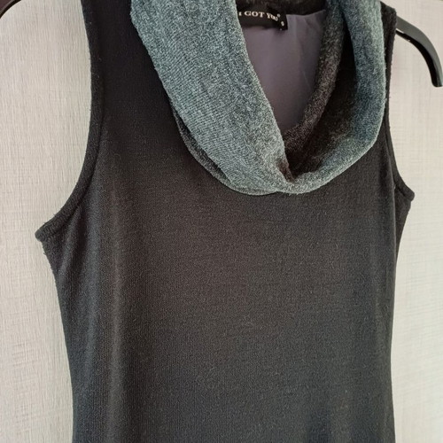 Black knitted dress with gray turtleneck like new