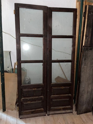 Traditional wooden doors and windows set, double glazed