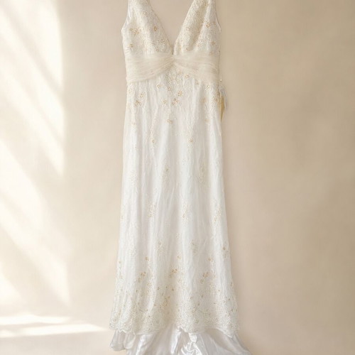 Augusta Jones wedding dress size 16, ivory lace with gold details