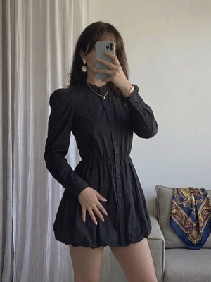 Zara ZW Collection Short Balloon Dress new, black, size M
