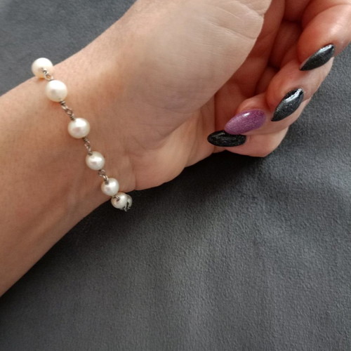 Bracelet with pearls 18cm like new, 925° silver