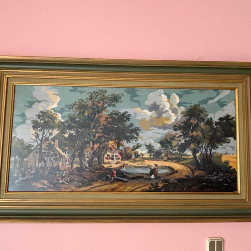 Large embroidery framed artwork like new