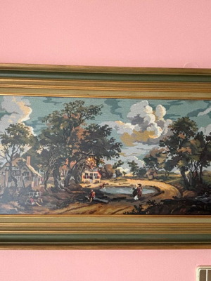 Large embroidery framed artwork like new