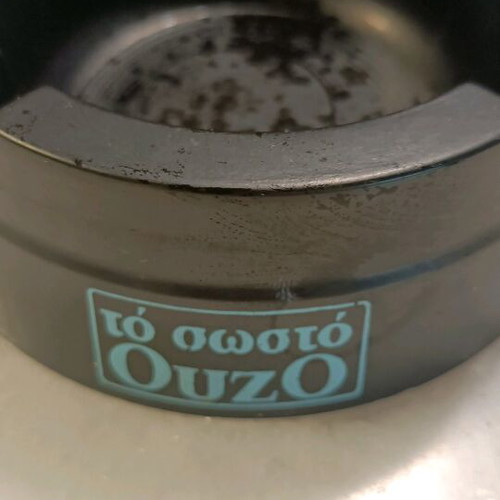 Promotional ashtray used Tsantali ouzo from Greek tavern 70s