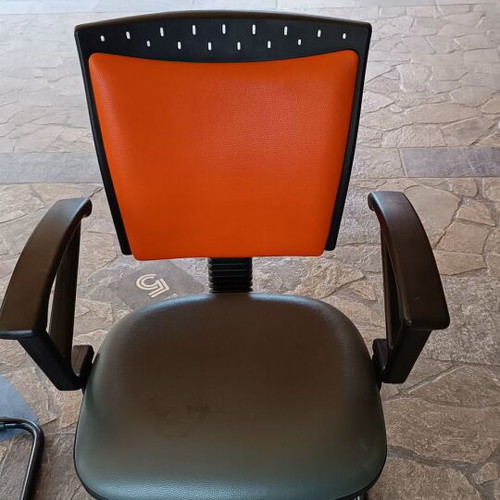 Office chairs and reception chairs, grey-orange faux leather, set of 4