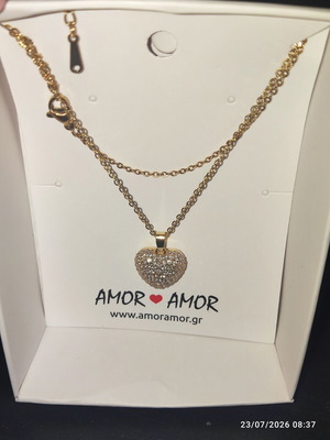 Amor Amor necklace and bracelet set new stainless steel, gold color