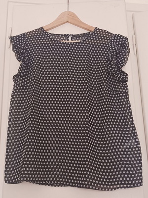 Terranova transparent polka dot top black with white dots like new