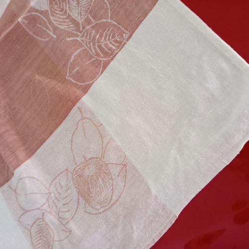Tablecloth with brown stripes handmade, used, 134x124 cm