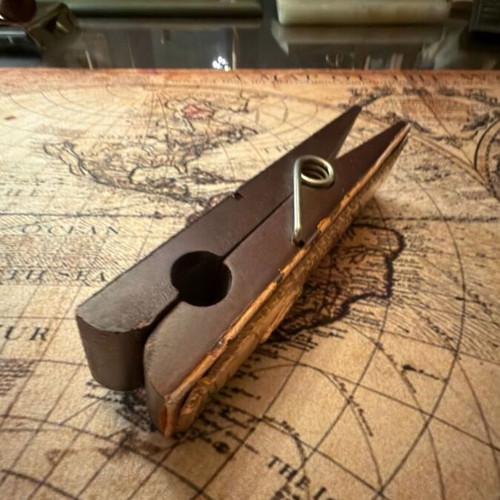Vintage decorative desk clip with metal overlay used