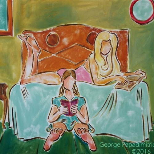 Original painting "The Manuals of Love" oil on canvas 100x70cm