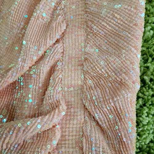 Lavish Alice sequin peach bardot midi dress new size L