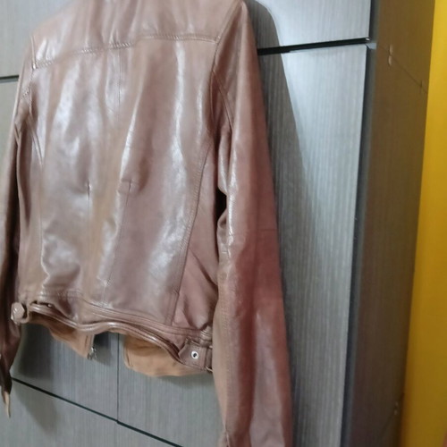 Bershka men's leather jacket used, brown, size M