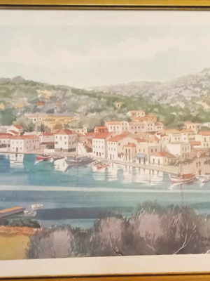Watercolor by S. Simitis depicting Gaios, in excellent condition