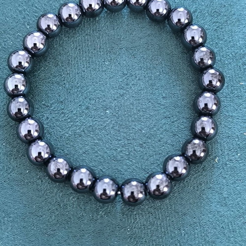 Hematite Bracelet 8mm beads elastic, new