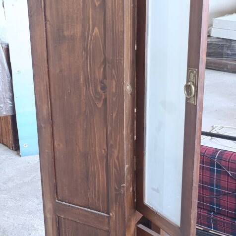 Wooden Display Cabinet vintage, used, solid wood with frosted glass
