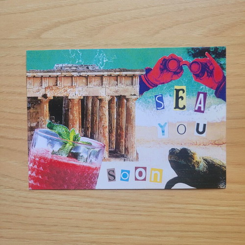 Handmade Post Card new, collage technique