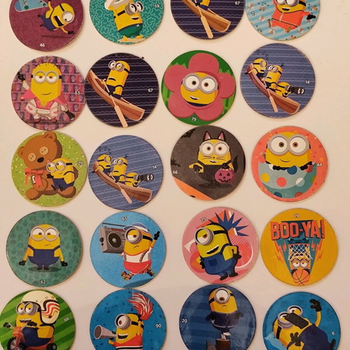 Chipicao Minions and Mythology collectible caps set used, 80 pieces