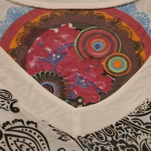 Desigual spring blouse like new, size M-L, white multicolor