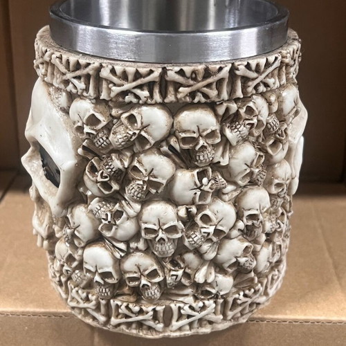 3D Beer Mug Stainless Steel and Resin 450ml Medieval Skull