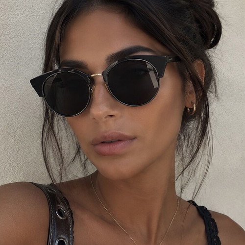 Cheap Monday black acetate sunglasses used with gold lenses