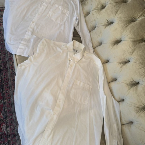 Men's cotton dress shirts set of 2, white and cream, XL, like new