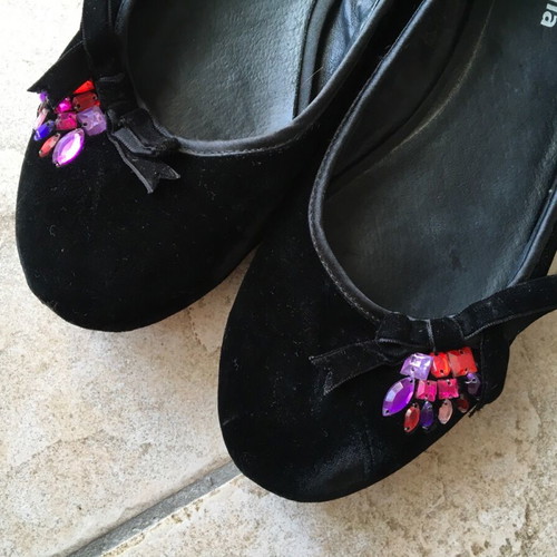 Velvet ballerinas like new, black, size 38