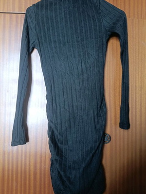 Shein long-sleeve dress black turtleneck velvet like new XS