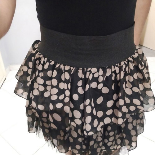 Tulle polka dot skirt used, size S, black and beige