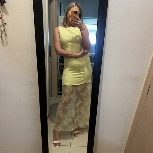 Summer dress yellow with lace new