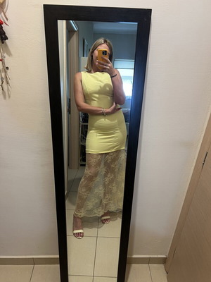 Summer dress yellow with lace new