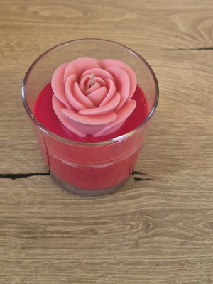 Handmade soy candle with decorative rose new