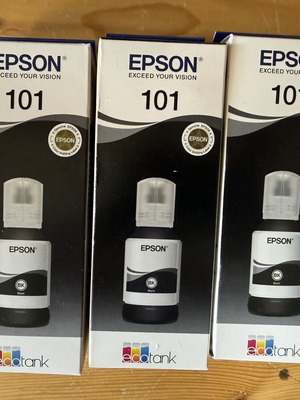Γνήσια μελάνια Epson 101 EcoTank μαύρο, πακέτο 3, σφραγισμένα