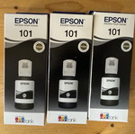Γνήσια μελάνια Epson 101 EcoTank μαύρο, πακέτο 3, σφραγισμένα