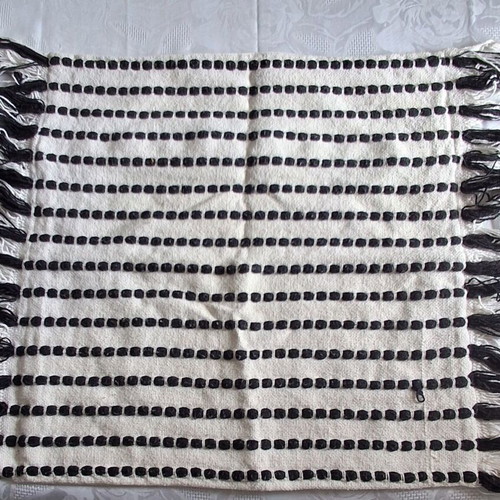 Sinsay decorative pillow cover like new, black and white with fringes