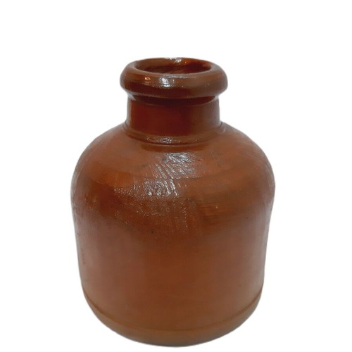 Vintage glazed pottery bottle 10 cm like new, rustic decor